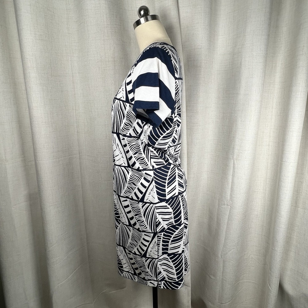 NEW! Tommy Bahama Leaf Line T-Shirt Dress Navy Blue White Size Large Nautical - Picture 4 of 11